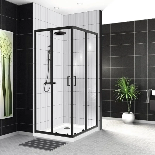 Душевой уголок BelBagno Uno-195 100х100 см квадратный профиль черный - фото 1