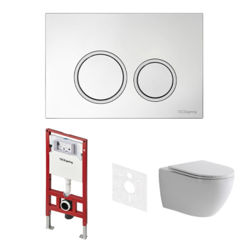 Унитаз с инсталляцией Tece TECEspring панель смыва хром глянцевый - фото 1