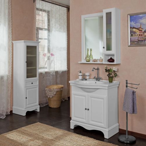 Пенал для ванной, петли справа, цвет белый матовый, фурнитура состареное серебро, La Beaute Michel index_2 - фото 5