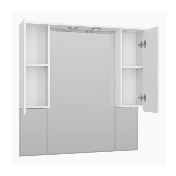 Зеркальный шкаф с подсветкой Misty Чегет 100 см белый, с кнопкой - фото 6