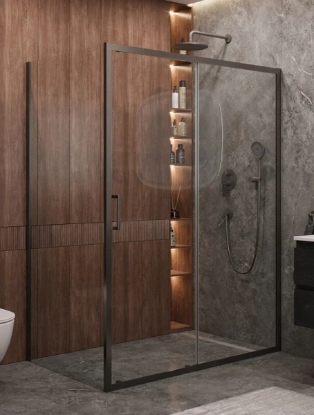 Душевой уголок Cezares Molveno 150x90 см стекло прозрачное профиль оружейная сталь - фото 1