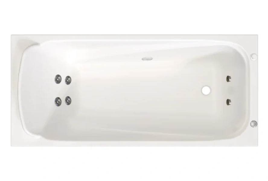 Гидромассажная ванна Радомир Роза 2-79-2-0-9-208Р, 169 x 77 см, рама-подставка разборная, фронтальный экран скандинавского вида, сифон, слив-перелив автомат, гидромассаж Стандарт хром пневмокнопка, массаж спины и ступней, белая - фото 1