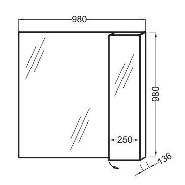 Зеркальный шкаф Jacob Delafon Soprano 98 см с распашной дверкой - фото 2