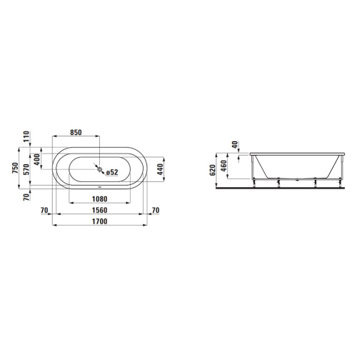 Ванна акриловая Laufen Solutions 2.2251.1, 2.2251.2 - фото 3