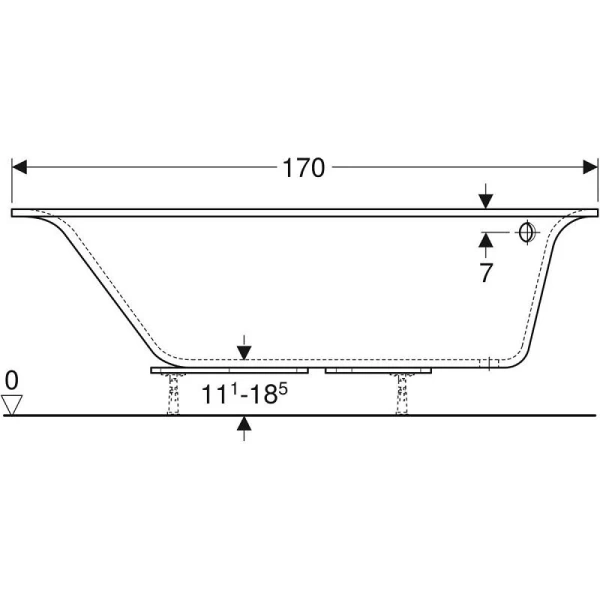 Ванна акриловая Geberit Renova Plan R/L, 170 х 105 см, белая - фото 4