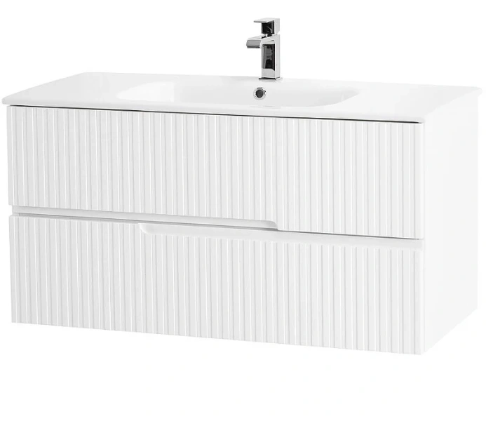 Тумба под раковину подвесная Cezares Duet 100 см bianco opaco, современная, hi-tech - фото 3