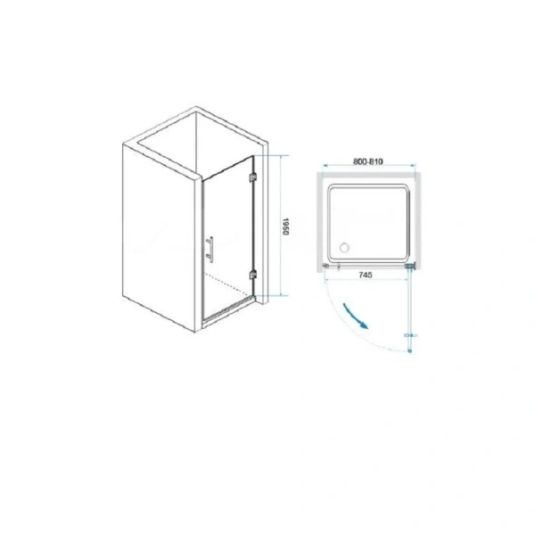 Душевая дверь в нишу RGW Hotel HO-011B 80 см профиль черный - фото 2