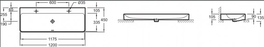 Раковина Jacob Delafon Vox 120 см накладная - фото 2