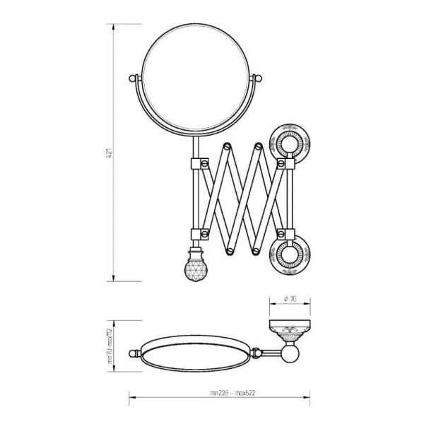 Зеркало Migliore Cristalia 62 см бронза - фото 2