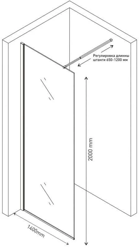 Душевая перегородка Berges Sky 140 см прозрачное стекло, профиль хром - фото 3