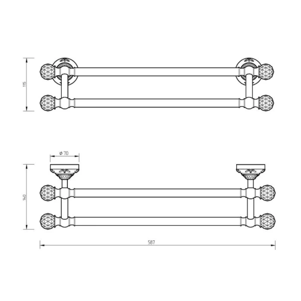 Полотенцедержатель Migliore Cristalia бронза - фото 2