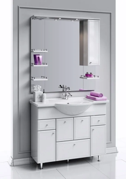 Зеркальный шкаф с подсветкой Aqwella Barcelona 100 см белый - фото 2