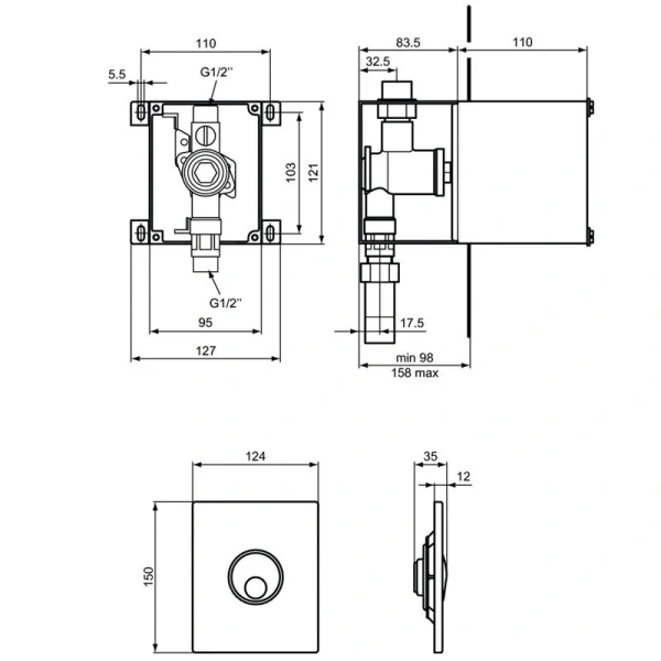 Клавиша смыва Ideal Standard ProSys Septa Pro R0139 антивандальная - фото 2