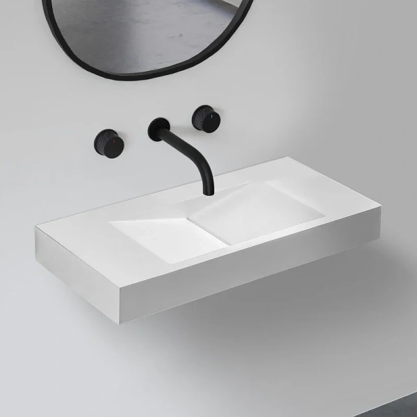 Раковина Abber Stein 100 см белая матовая - фото 3