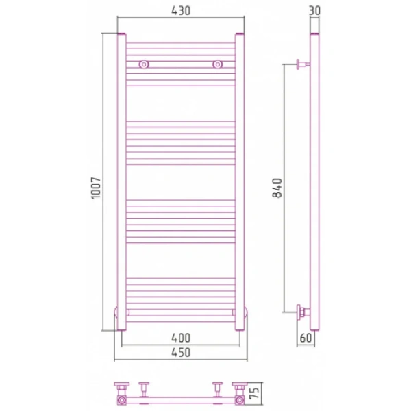Полотенцесушитель водяной Сунержа Модус 40х100 см белый, современные, hi-tech - фото 2