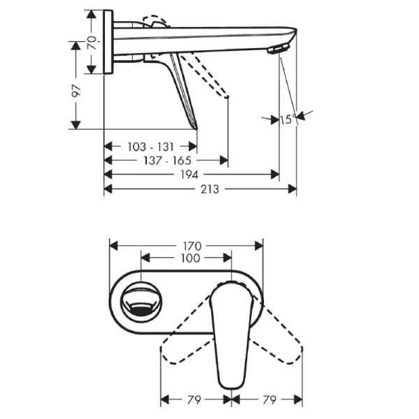Смеситель для раковины Hansgrohe Novus 71127000 скрытого монтажа - фото 2