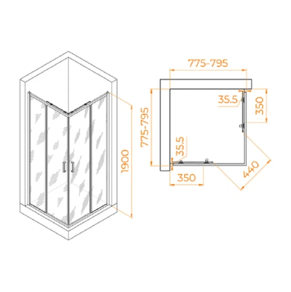 Душевой уголок RGW Passage PA-31B 80х80 см профиль черный, квадратные - фото 2