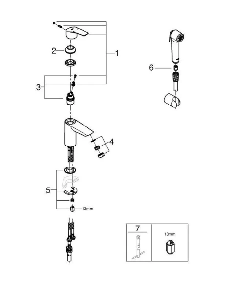 Смеситель для раковины Grohe Eurosmart с гигиеническим душем - фото 3