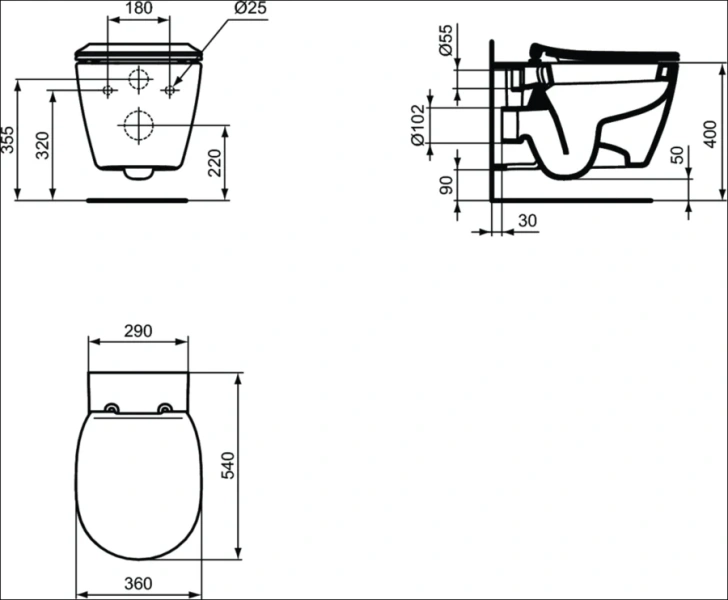 Унитаз подвесной Ideal Standard Connect E7718 с горизонтальным выпуском, современные, hi-tech, круглые - фото 5