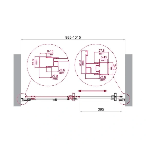 Душевая дверь в нишу BelBagno Luce 100 см профиль хром - фото 2