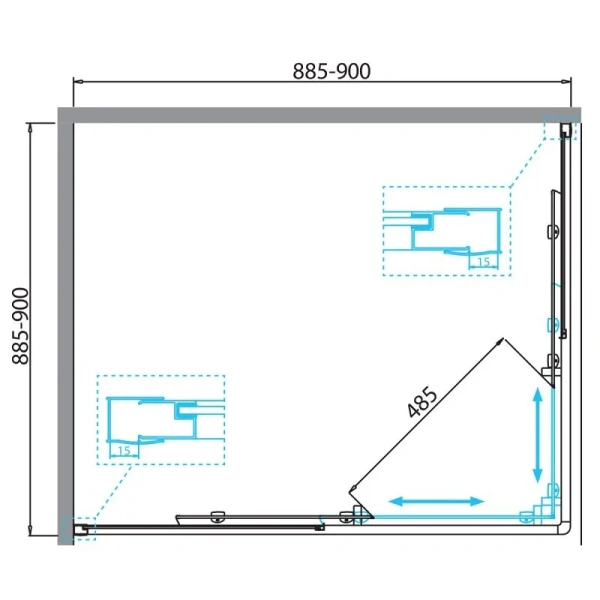 Душевой уголок BelBagno Due 90x90 см стекло текстурное - фото 2