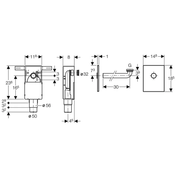 Сифон для раковины Geberit 151.12 скрытого монтажа - фото 2