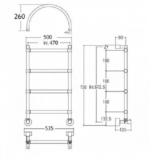 Полотенцесушитель водяной цвет:золото Margaroli 442, 4 секции с аркой, с нижним подключением - фото 2