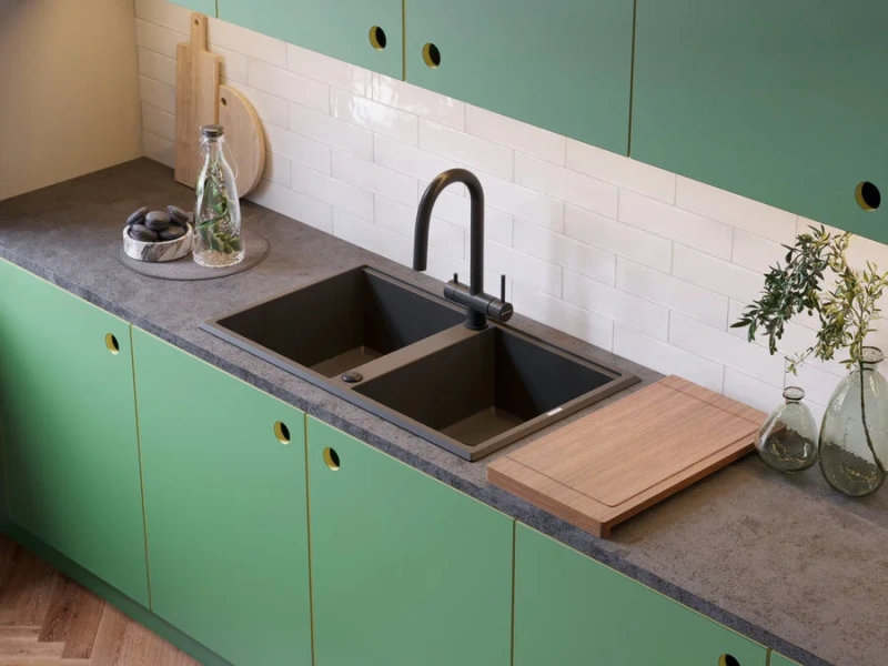 Мойка для кухни Omoikiri Tedori 86-2-SA 86 см бежевая, из искусственного гранита - фото 3