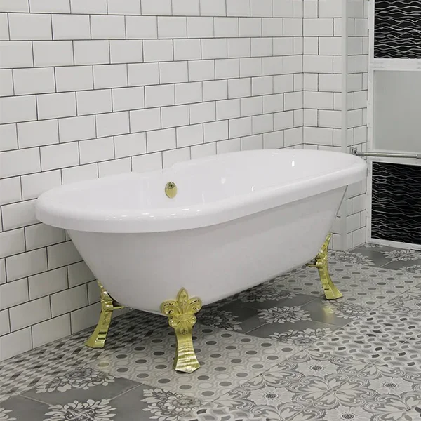 Ванна акриловая Радомир Леонесса 1, 175 х 80 см на ножках Лилия, 1-01-3-0-9-138, слив-перелив, белая, золото - фото 2