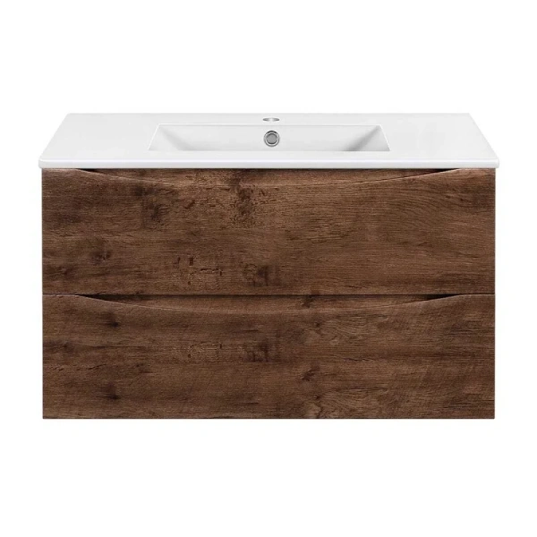 Тумба под раковину подвесная Vincea Mia Slim 90 см темное дерево - фото 1