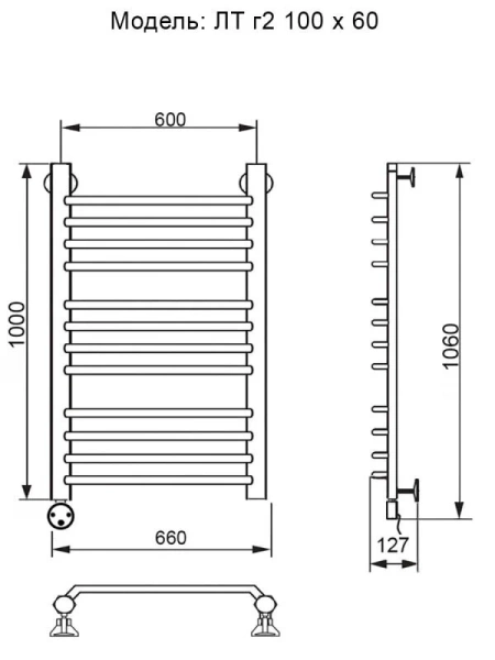 Полотенцесушитель электрический Ника Trapezium 100х60 см левый, лесенка, вертикальные - фото 4