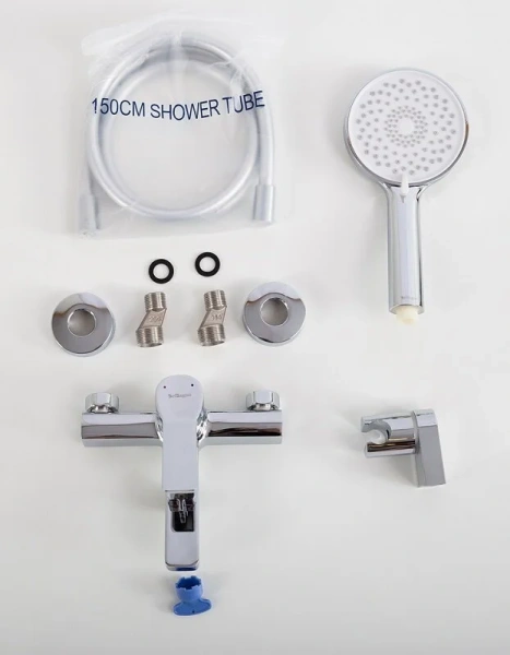 Смеситель для ванны Belbagno Albano хром, из латуни, прямоугольная форма, с душевой лейкой - фото 5