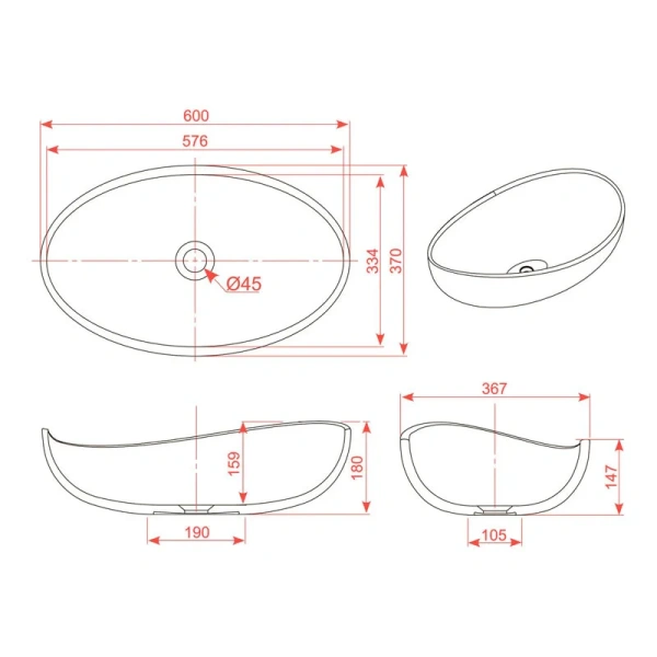 Раковина Montebianco Onda 60 см белая матовая - фото 2