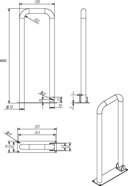 Поручень для ванной Акватек откидной, металлические index_1 - фото 10