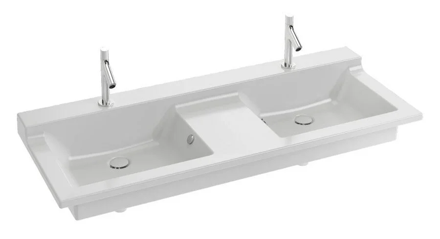 Раковина подвесная Jacob Delafon Soprano 140 см двойная, белая - фото 1