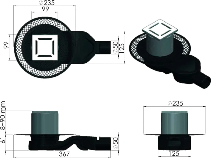 Душевой трап BERGES PLATZ Norma 10 см хром, в наличии - фото 7