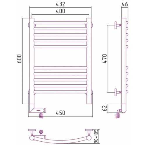 Полотенцесушитель электрический Сунержа Богема 2.0 40x60 см хром, левый - фото 2