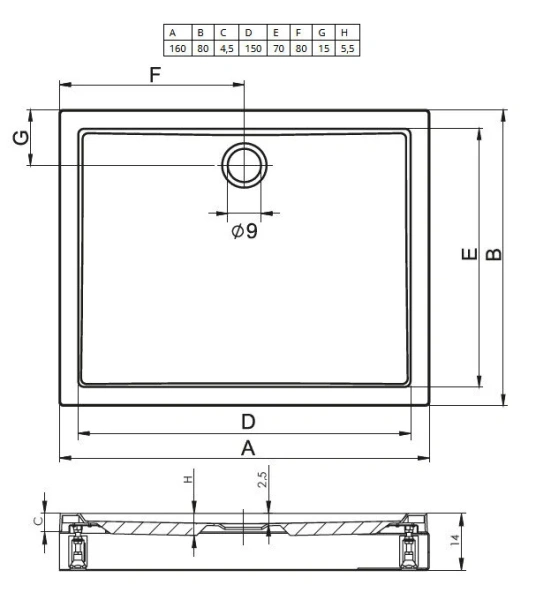 Душевой поддон акриловый белый с панелью Riho Davos 269 160х80 см, низкие до 15 см - фото 2