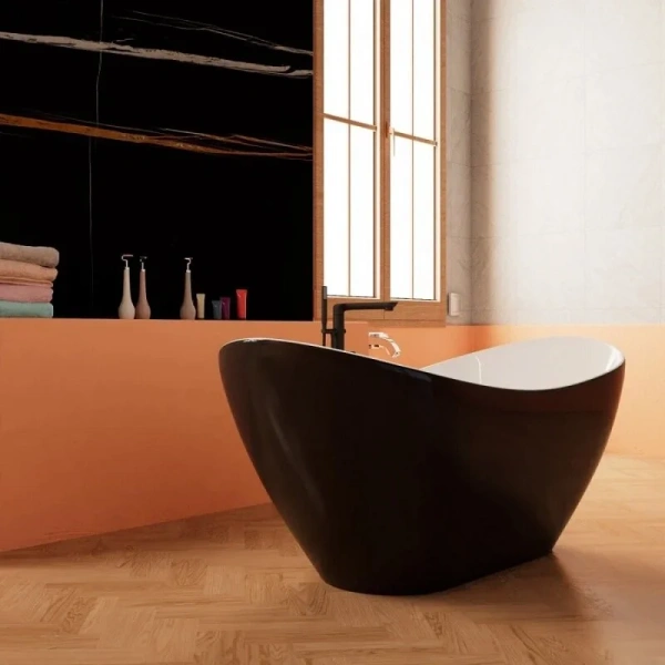 Ванна акриловая Frank F6107, 12520, 170 х 75 см, цвет белый/черный, без гидромассажа - фото 6