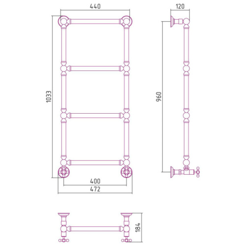 Полотенцесушитель водяной Сунержа Ренессанс 40х96 см состаренная латунь - фото 3