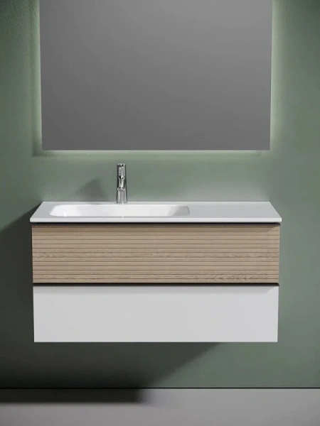 Тумба под раковину подвесная Sancos Delta 100 см левая дуб светлый/белая, 100 см - фото 6