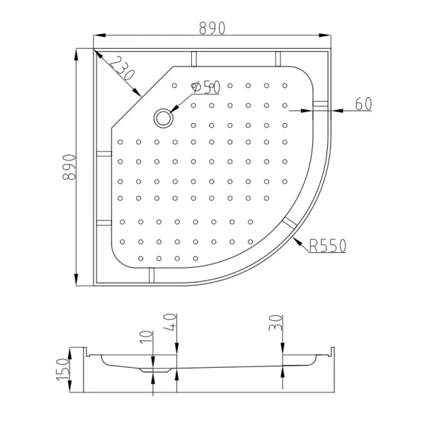 Душевая кабина Deto A 90х90 см с крышей, со средним поддоном - фото 3