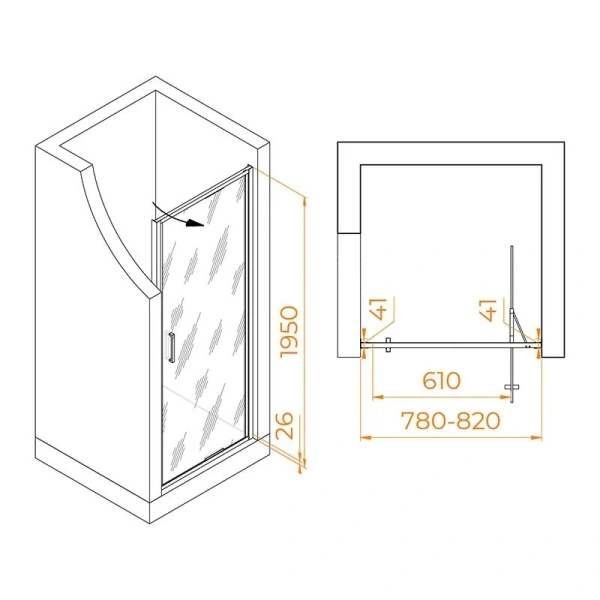 Душевая дверь в нишу RGW Stilvoll SV-05Gr 80 см профиль серый стекло ребристое - фото 2