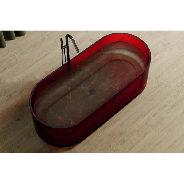 Прозрачная ванна Abber Kristall AT9708Rubin, 170 х 75 см, цвет красный, отдельностоящие - фото 7