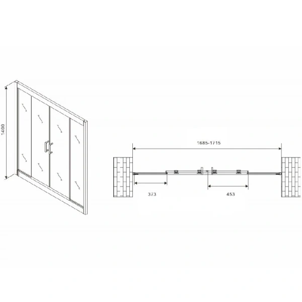 Шторка для ванны Abber Schwarzer Diamant AG57170 170x140 см раздвижная - фото 2
