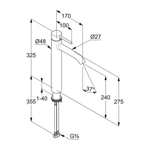 Смеситель для раковины Kludi Bozz 38286 без донного клапана - фото 2