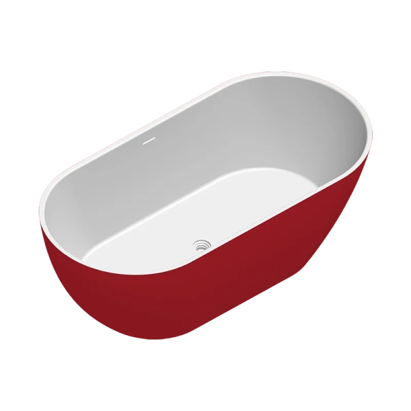 Ванна Radostone Roberta, 165 х 80 см, искусственный камень, белый матовый/бордовый, VRBA13005165 - фото 1