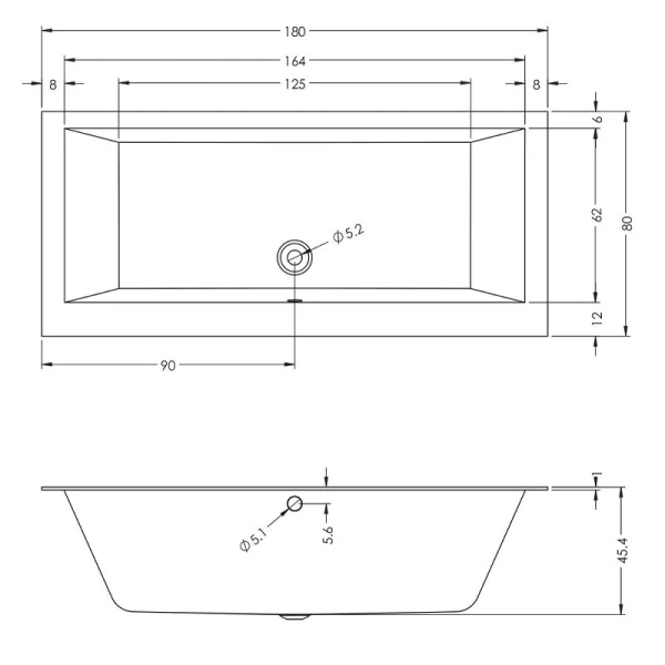 Акриловая ванна Riho Lugo Wall B159001005 180 x 80 см, цвет белый - фото 2