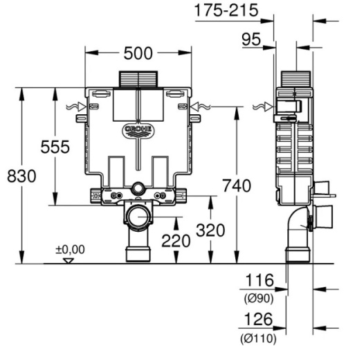 Инсталляция для подвесного унитаза Grohe Uniset 38415001 - фото 2