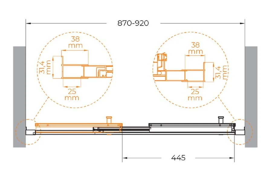 Душевая дверь в нишу Cezares Molveno 90 см стекло прозрачное профиль оружейная сталь - фото 2
